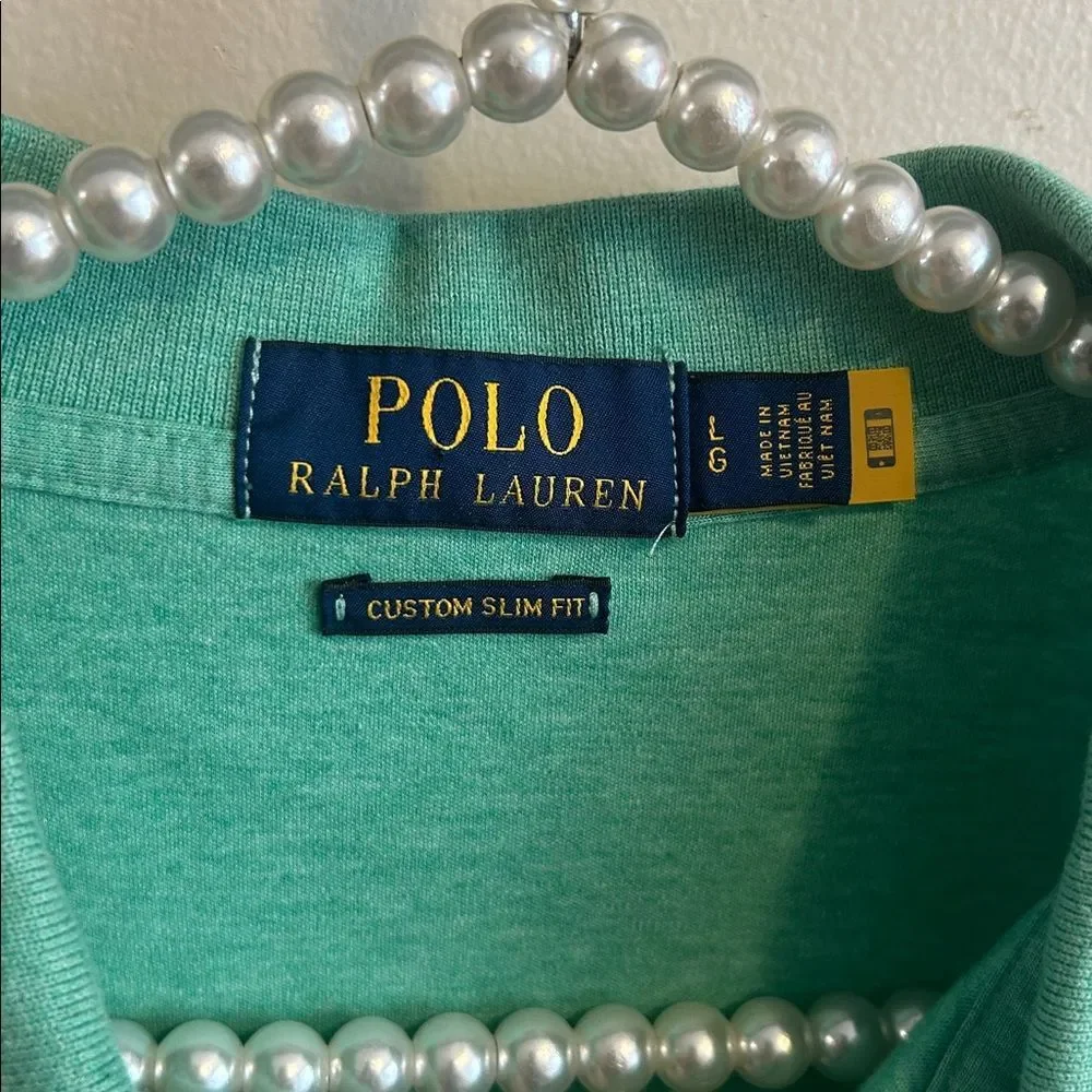 Polo Ralph Lauren Custom Slim Fit Green Polo Shirt. Size Large